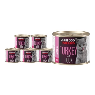 Zestaw John Dog for Cats Kitten mus indyk i kaczka - karma mokra dla kociąt 6x200g