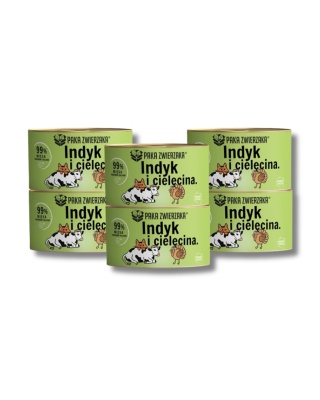 Zestaw Paka Zwierzaka Indyk z cielęciną 6x200g - karma mokra dla kota