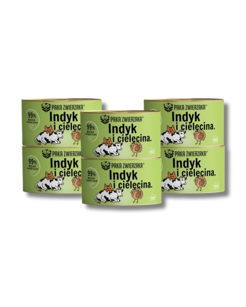 Zestaw Paka Zwierzaka Indyk z cielęciną 6x200g - karma mokra dla kota