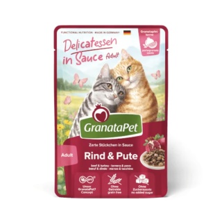 GranataPet Delicatessen Rind & Pute wołowina i indyk w sosie - karma dla kota 100g