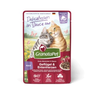 GranataPet Delicatessen Geflügel & Entenherzen drób i kacze serca w sosie - karma dla kota 100g